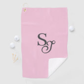 Serviette De Golf Gray script initial monogram pink (En situation)