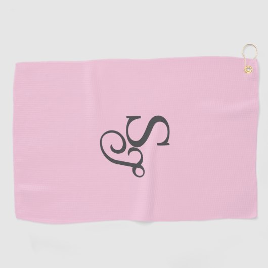 Serviette De Golf Gray script initial monogram pink (Horizontal)