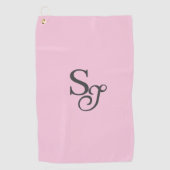 Serviette De Golf Gray script initial monogram pink (Devant)