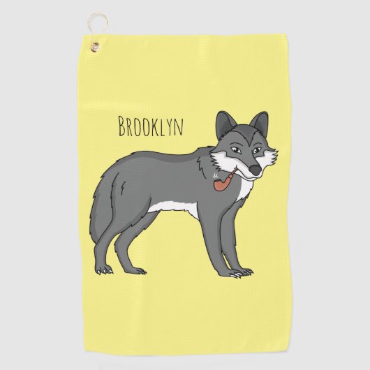 Serviette De Golf Gray wolf with pipe cartoon (Devant)