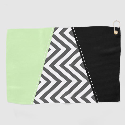 Serviette De Golf Gray Zigzag, Gray Chevron, Zigzag Pattern, Mint (Horizontal)
