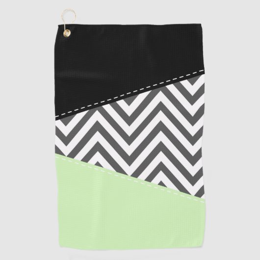 Serviette De Golf Gray Zigzag, Gray Chevron, Zigzag Pattern, Mint (Devant)