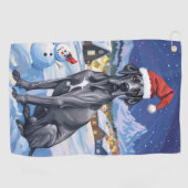Serviette De Golf Great Dane Winter Wonderland Noël Joie (Horizontal)
