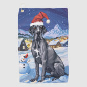 Serviette De Golf Great Dane Winter Wonderland Noël Joie (Devant)