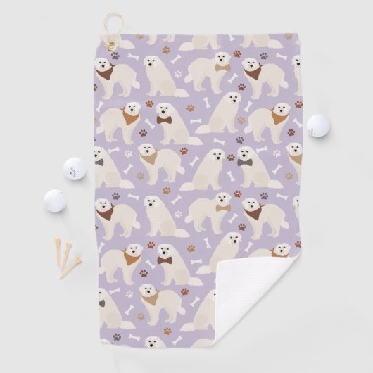 Serviette de golf Great Pyrenees Paws and Bones (En situation)