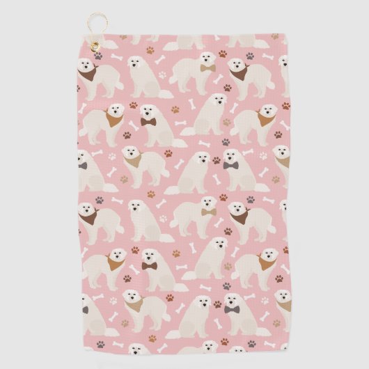 Serviette de golf Great Pyrenees Paws and Bones (Devant)