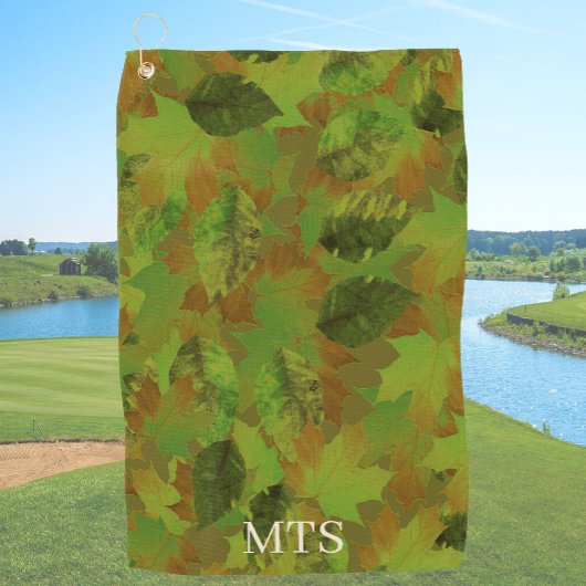 Serviette De Golf Green Leaves Custom Monogram or Name Camo