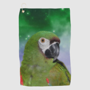 Serviette De Golf Green Severe Macaw Parrot Oiseau Art