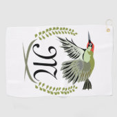 Serviette De Golf Green woodpecker à Flight monogram (Horizontal)