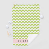 Serviette De Golf Green Zigzag, Green Chevron, Votre Nom (En situation)