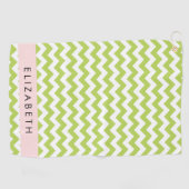 Serviette De Golf Green Zigzag, Green Chevron, Votre Nom (Horizontal)