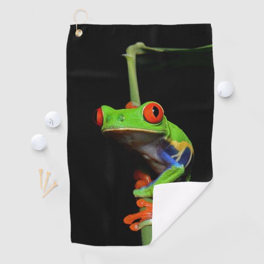 Serviette De Golf Grenouille à feuilles rouges (En situation)