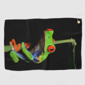 Serviette De Golf Grenouille à feuilles rouges (Horizontal)