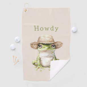 Serviette De Golf Grenouille verte avec chapeau