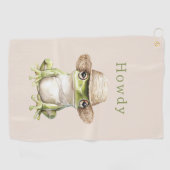 Serviette De Golf Grenouille verte avec chapeau (Horizontal)
