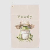 Serviette De Golf Grenouille verte avec chapeau (Devant)