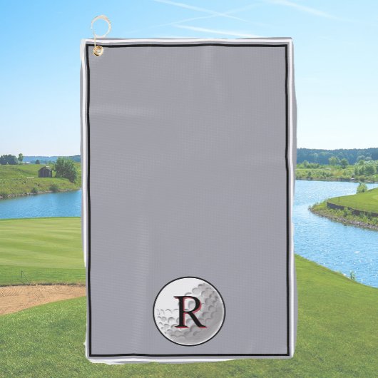 Serviette De Golf Grey golf ball monogrammed initial custom mens