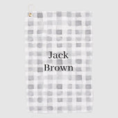 Serviette De Golf Grey White Plaid Stripes (Devant)