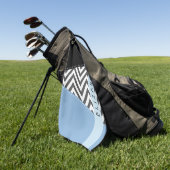 Serviette De Golf Grey Zigzag, Grey Chevron, Bleu, Votre Nom (Vert)