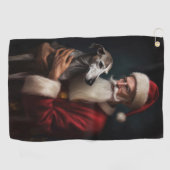 Serviette De Golf Greyhound avec Noël Festif du Père Noël (Horizontal)