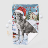 Serviette De Golf Greyhound Winter Wonderland Christmas Joie (En situation)