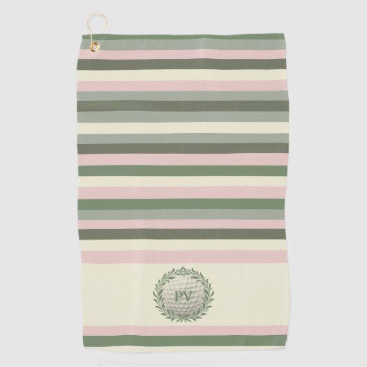 Serviette De Golf Grille rose moderne Monogramme (Devant)