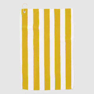 Serviette De Golf Grilles verticales jaunes et blanches de moutarde
