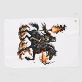 Serviette De Golf Grim Reaper Skeleton équitation Horse Flames (Horizontal)