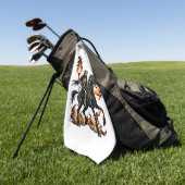 Serviette De Golf Grim Reaper Skeleton équitation Horse Flames (Vert)