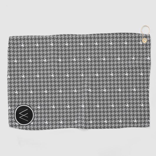 Serviette De Golf Gris avec Accent Argent Houndstooth Golf Towne (Horizontal)