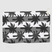 Serviette De Golf Gris Blanc Tropical Palmiers Stripes Design (Horizontal)