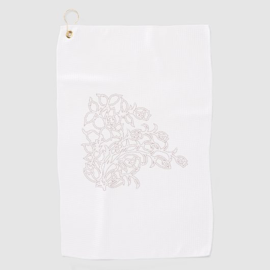 Serviette De Golf Gris pâle, Lait Blanc, design floral (Devant)