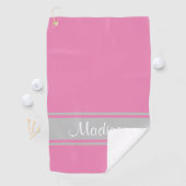Serviette De Golf Gris rose uni Nom du script (En situation)