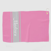 Serviette De Golf Gris rose uni Nom du script (Horizontal)