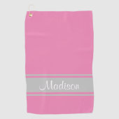 Serviette De Golf Gris rose uni Nom du script (Devant)