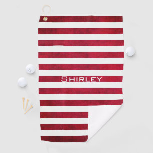 Serviette De Golf Gris rouges et blancs sur la texture du tissu par