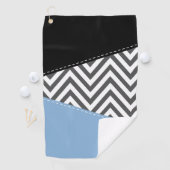 Serviette De Golf Gris Zigzag, Gris Chevron, Motif Zigzag, Bleu (En situation)