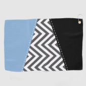 Serviette De Golf Gris Zigzag, Gris Chevron, Motif Zigzag, Bleu (Horizontal)