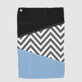Serviette De Golf Gris Zigzag, Gris Chevron, Motif Zigzag, Bleu (Devant)