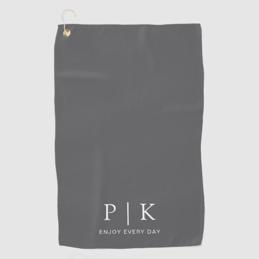 Serviette de golf grise premium à monogramme moder (Devant)