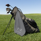 Serviette de golf grise premium à monogramme moder (Vert)