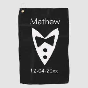 Serviette De Golf groomsman ajouter nom année noir arc chemise crava