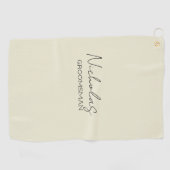 Serviette De Golf Groomsman personnalisé à la crème (Horizontal)
