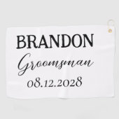 Serviette De Golf Groomsmen Typographie Mariage moderne (Horizontal)