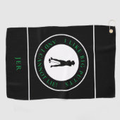 Serviette De Golf Gros Puttes Funny Lady Golfer Moderne Black Green (Horizontal)