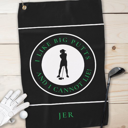 Serviette De Golf Gros Puttes Funny Lady Golfer Moderne Black Green