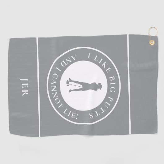 Serviette De Golf Gros Puttes Funny Lady Golfer Moderne Gris Blanc (Horizontal)