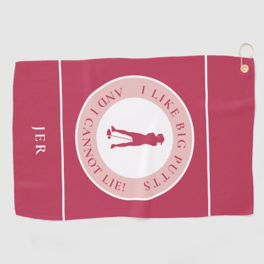 Serviette De Golf Gros Puttes Funny Lady Golfer Moderne Magenta Roug (Horizontal)