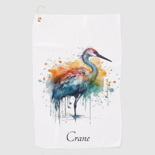 Serviette De Golf Grue gracieuse : Aquarelle, coutume