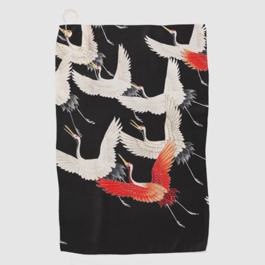 Serviette De Golf Grues volantes : Japonais Bird Kimono Art (Devant)